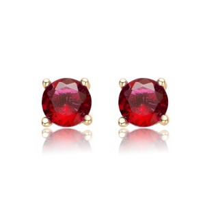 Guili Teens 14K Gold Plated Cubic Zirconia Stud Earrings with a Sleek, Sophisticated Design, Available in Green and Red, Ideal for Everyday Wear - 1 of 2