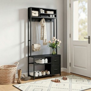 Resenkos 5-In-1 Hall Tree - Entryway Bench with Shoe Storage, Coat Rack, 3 Shelves & 2 Fabric Drawers, - 1 of 4