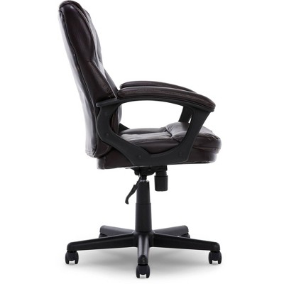 Roasted Chestnut Brown Leather Swivel Office Chair