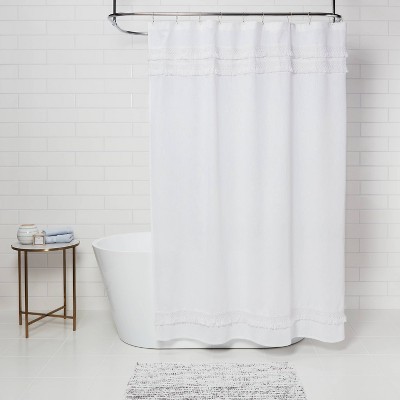 Macram&#233; Fringe Shower Curtain Cream - Threshold&#8482;