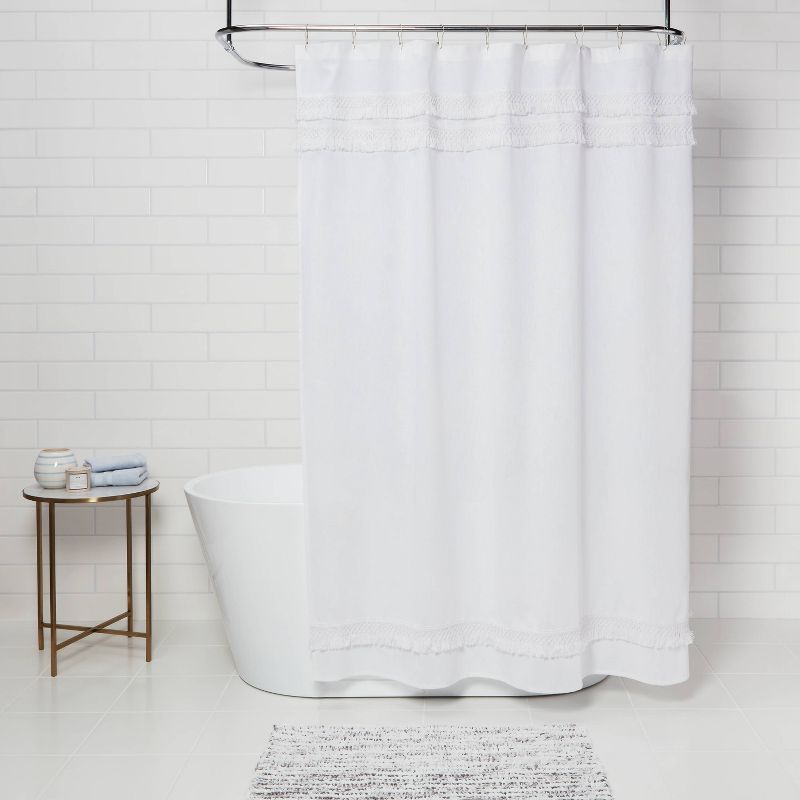 Macram&#233; Fringe Shower Curtain Cream - Threshold&#8482;, 2 of 10