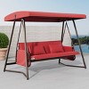 Nestfair 93.8" 3-Person Metal Patio Swing Chair Swing Bed with Cushion and Adjustable Canopy - 3 of 4