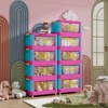 KTMBDW Stackable Storage Bins with Lid, Clear Foldable Plastic Drawer Storage on Wheels, Closet Organizers and Storage for Bedroom, Pink&Blue - 3 of 4