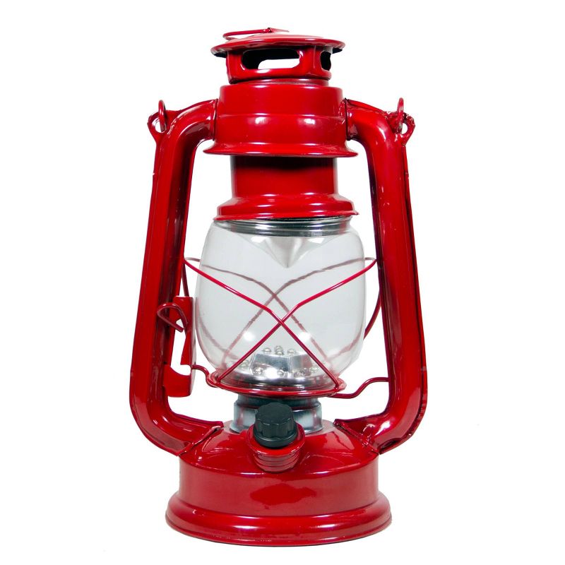 Indoor/Outdoor Metal/Glass Hurricane Lantern with Dimmable LED Lights Red - Alpine Corporation, 1 of 4