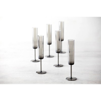 Gray 6oz Copolyester Champagne Flute Set of 6