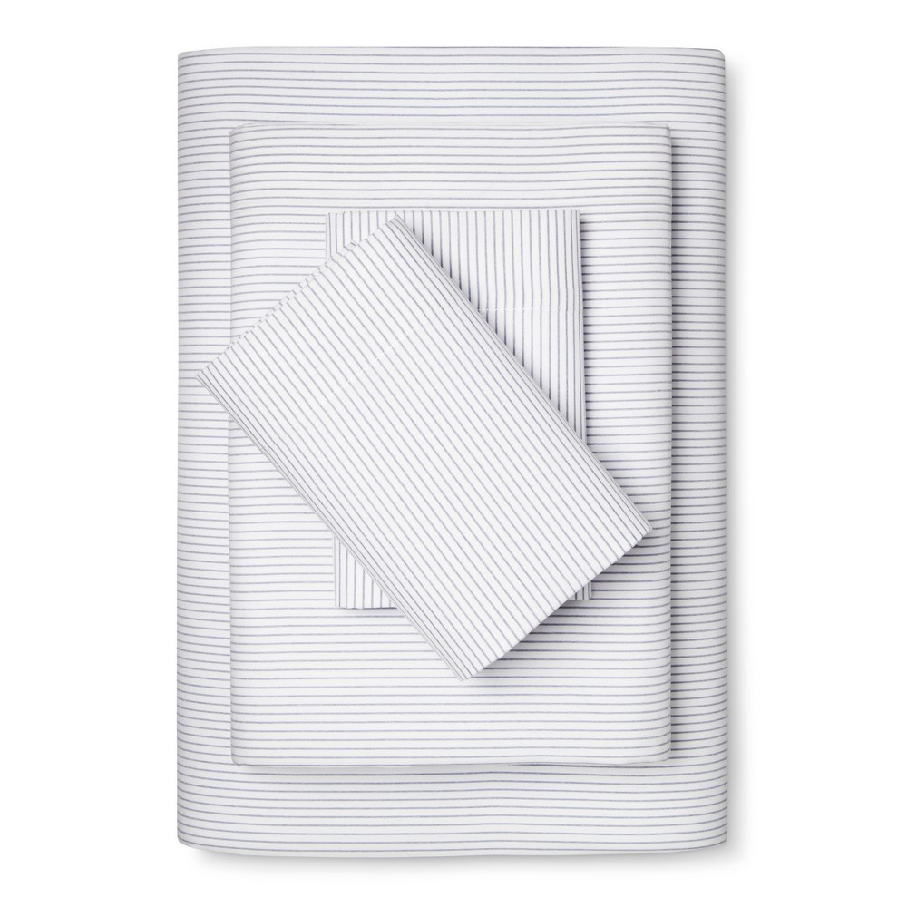 Photos - Bed Linen King Striped Microfiber Sheet Set Blue - Room Essentials™