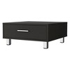 23.6" Wengue Rectangle Coffee Table with 1-Drawer Storage, Supported by Metal Legs, Perfect for Modern Living Spaces - 2 of 4