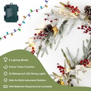 6ft Indoor/Outdoor Prelit Christmas Garland with 20 LED Lights & 8 Modes, Battery Operated, Holiday Ornaments Decor for Fireplace Mantle, Front Porch - 1 of 4
