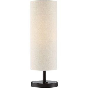 360 Lighting Heyburn Modern Accent Table Lamp 20" High Dark Bronze with USB and AC Power Outlet in Base Oatmeal Cylinder Shade for Bedroom Office Desk - 1 of 4
