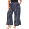 Agnes Orinda Women's Plus Size Boho Palazzo Elastic Waist Stripe Wide Leg Lounge Pants with Pocket - 2 of 4
