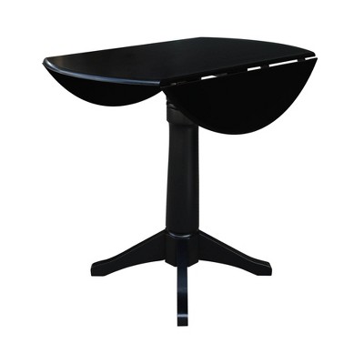 Elegant 45" Round Black Wood Dual Drop Leaf Counter Height Table