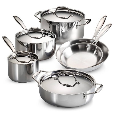 Tramontina Gourmet Tri-Ply Clad Induction-Ready Stainless Steel 10 pc Cookware Set