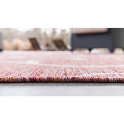Abstract Elegance 4' x 6' Gray and Orange Synthetic Outdoor Rug