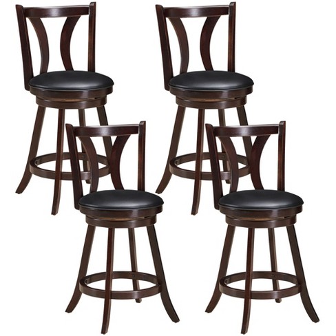 Costway Set of 4 Swivel Bar stool 24'' Counter Height Leather Padded Dining Kitchen Chair - image 1 of 4