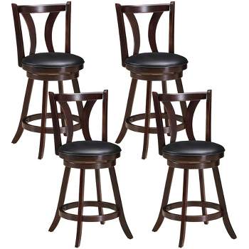 Costway Set of 4 Swivel Bar stool 24'' Counter Height Leather Padded Dining Kitchen Chair