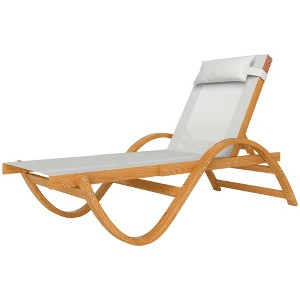 Resenkos Larch Wood Tanning Lounger, 4-Level Adjustable Comfort Chair, Full Flat Patio Relaxer With Mesh Seat, Cozy Cream White - 1 of 4