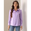 INSPIRE CHIC Women's Puff Long Sleeve Point Collar Vintage Button Work Satin Shirt - 2 of 4