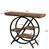 Syemin Console Tables Industrial 4-Tier Entryway Console Table, Geometric Metal Storage Shelves, Rustic Accent Sofa Table, Brown, 39.37"*11.81"*31.9" - 3 of 4