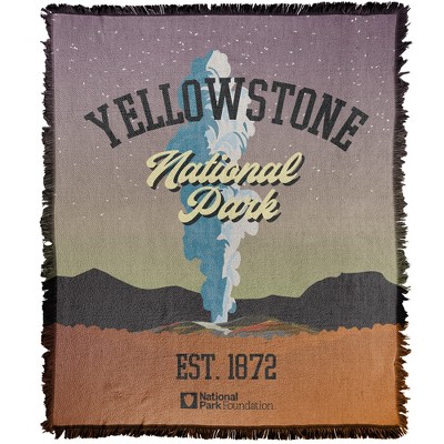 National Park Foundation  Yellowstone National Park Sticker Blanket 50"x60" Woven Tapestry