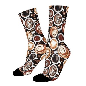 Dsane Black Coffee Cups Women Printed Crew Socks Funny Funky Socks Soft Polyester Novelty Gifts for Artists Men - 1 of 1
