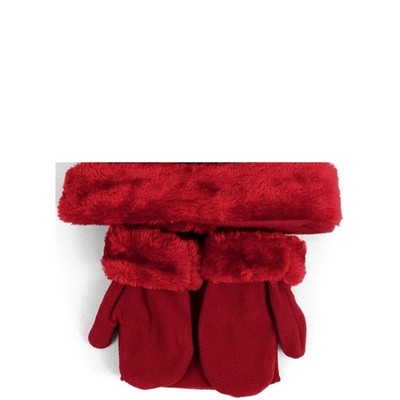 Toddler's 2-5 Solid Faux Fur Trimmed Mittens & Scarf Winter Set