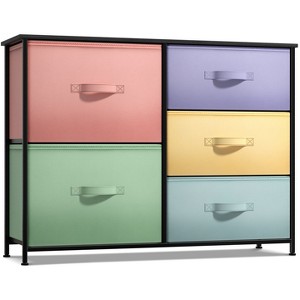 Sorbus  Dresser with 5 Drawers - Storage Chest Organizer with Steel Frame, Wood Top, Handles, Fabric Bins - 1 of 4