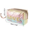 Unique Bargains Women Sequin Embroidery LOVE Makeup Bag Pink Blue Yellow 1 Pc - 3 of 3