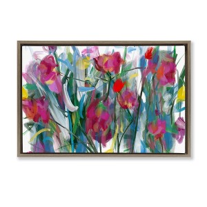 Stupell Industries Expressive Blooming Roses Floating Frame Canvas Art, Brown, 31" x 21" - 1 of 4