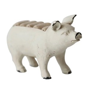 Slickblue Resin Pig Jewelry Holder, Antique White Finish, 4.25x2x3 in for Rings and Small Accessories - 1 of 4