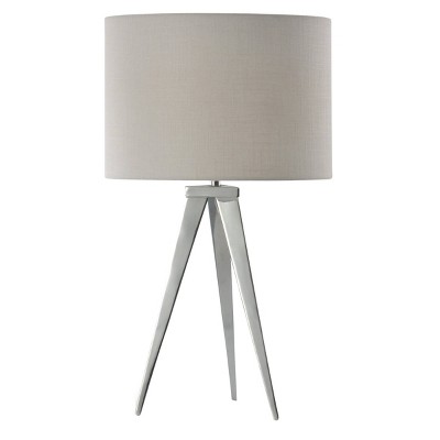 Leo Metal Tripod Table Lamp Chrome Finish - StyleCraft: UL Listed, Polyester Shade, Adjustable Head Tilt