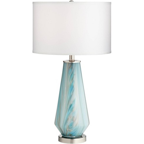 Possini Euro Design Modern Table Lamp, Possini Euro Miriam Aqua Blue Glass Table Lamp