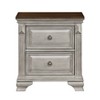 Vynxaria Traditional 2-Tone Bedroom Nightstand (Gray & Brown Top), 2 Dovetail Drawers, Oak Veneer/Wood/Engineered Wood, Antique Pewter Knobs - 3 of 4