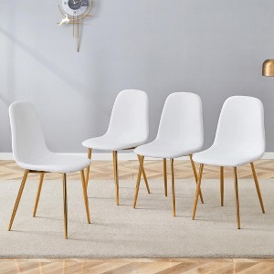 Kumasinova Luxury Dining Chairs Set of 4,High Resilience Kitchen Chairs with Linen Cotton Fabric,Dining Room Chairs with Metal Legs for Dining Table - 1 of 4