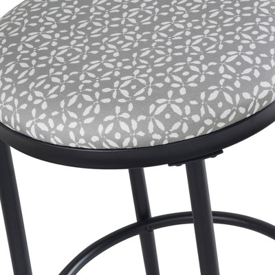 Light Gray Upholstered Metal Backless Counter Stool