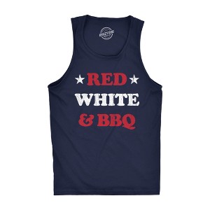 Mens Red White And BBQ Fitness Tank Funny Patriotic Barbecue Text Shirt For Guys - Crazy Dog Men's Tank Top - 1 of 4