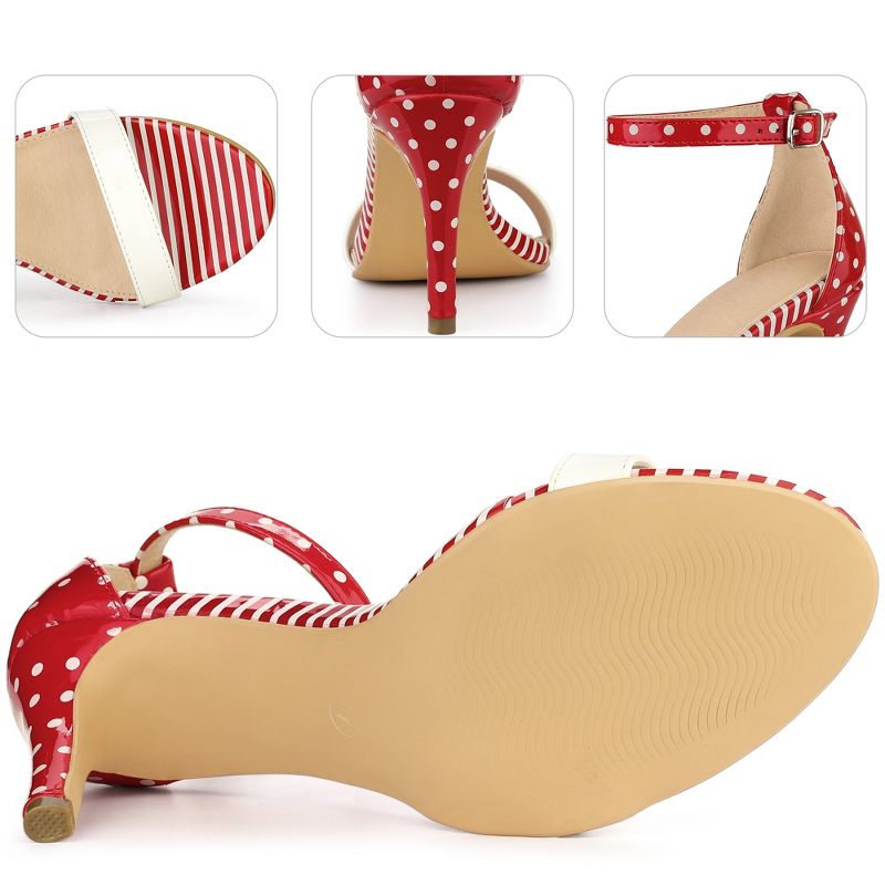 Perphy Women's Stripe Ankle Strap Polka Dots Stiletto Heels Sandals, 3 of 7
