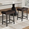 Counter Height 24" Barstools Set of 2, Modern Upholstered Counter Stool with Curved Surface, PU Leather Backless Saddle Stool, for Kitchen Home Bar - 4 of 4
