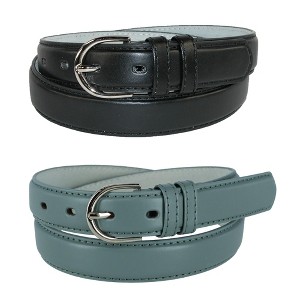 CTM Women's Leather 1 1/8 Inch Dress Belt (Pack of 2 Colors) - 1 of 4