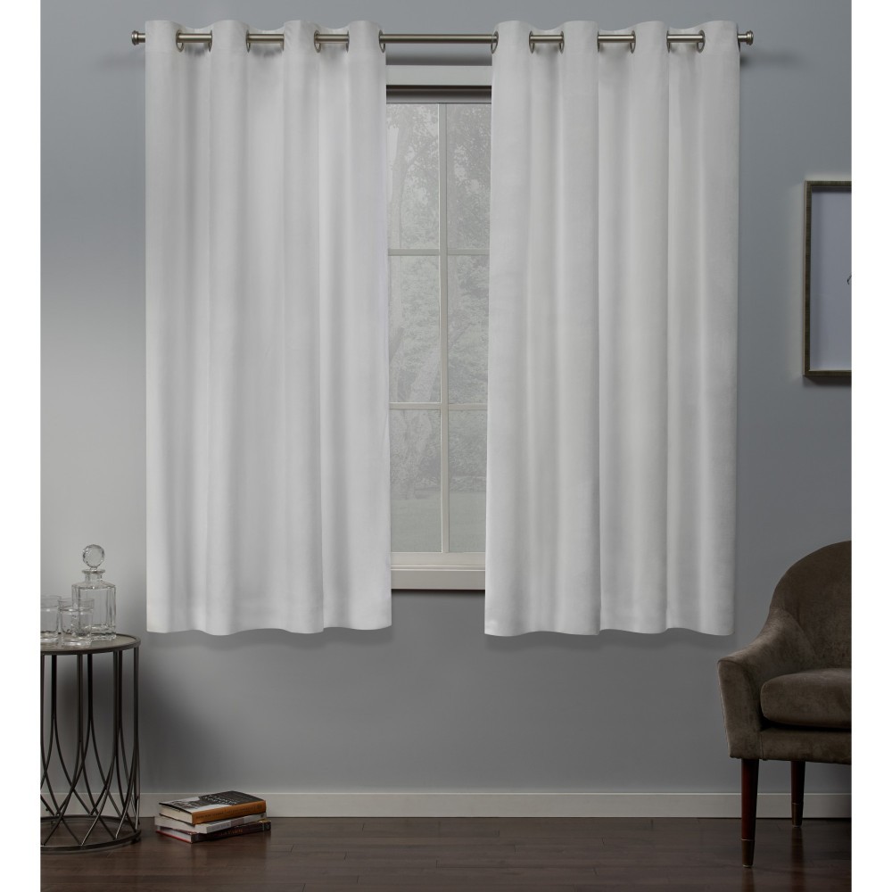 Photos - Curtains & Drapes Set of 2 108"x54" Velvet Heavyweight Grommet Top Window Curtain Panel Whit