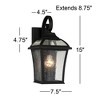 John Timberland Mosconi Rustic Outdoor Wall Lights Fixture Set of 2 Textured Black 15" Clear Seedy Glass for Post Exterior Barn Deck House Porch Yard - 4 of 4