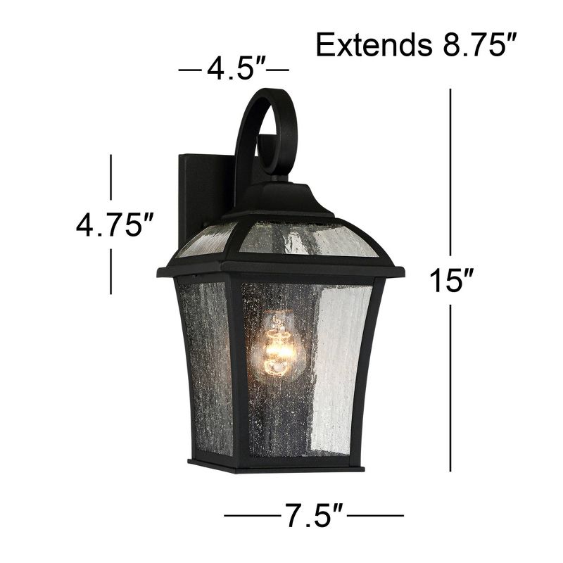 John Timberland Mosconi Rustic Outdoor Wall Lights Fixture Set of 2 Textured Black 15" Clear Seedy Glass for Post Exterior Barn Deck House Porch Yard, 4 of 9