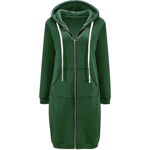 Haute Edition | Women's Tunic Long Length Full Zip Hooded Sweatshirt Hoodie - 1 of 3
