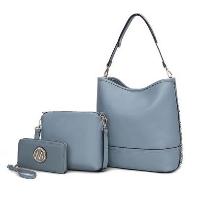 MKF Collection Wren Vegan Leather Women’s Hobo with Pouch and Wristlet Wallet by Mia K- 3 pieces