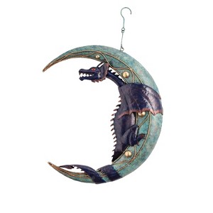 Evergreen Metal Dragon on Moon Hanging Sculpture - 1 of 2
