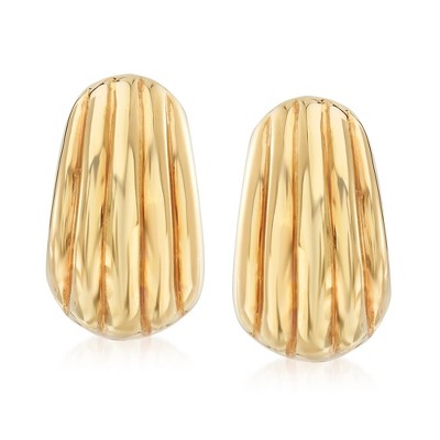 Ross-Simons Italian 18kt Yellow Gold Grooved Earrings