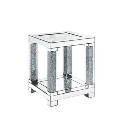 Noralie 20" Mirrored Glass End Table with Faux Diamonds