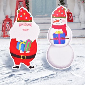 Nifti Nest 2 PCS Santa and Snowman Yard Signs - 1 of 4