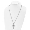 Black Bow Jewelry Stainless Steel & Black CZ Brushed & Polished Cross Necklace, 24 Inch - 2 of 4