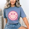 Simply Sage Market S.W.Smiley Pink Checker Smiley Face Garment Dyed Tee - 2 of 4
