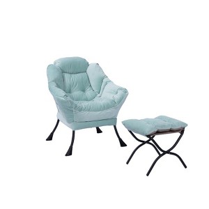 Lazy Chair with Ottoman, Comfy Accent Armchair with Folding Footrest & Side Pocket,Large Plush Lounge Chair,Reading Chair for Living Room, Bedroom - 1 of 1